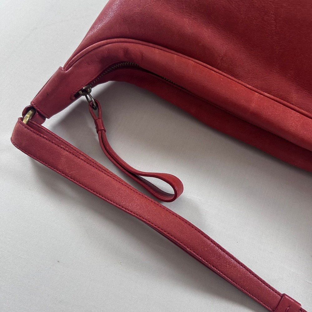 Coach Amanda 6951 Shoulder Bag Womens Red Leather Hobo Brass Vintage Y2K Boho - Picture 13 of 16